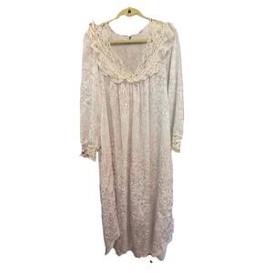 Christian Dior Vintage Nightgown 60s Light Floral Print Bow Accents